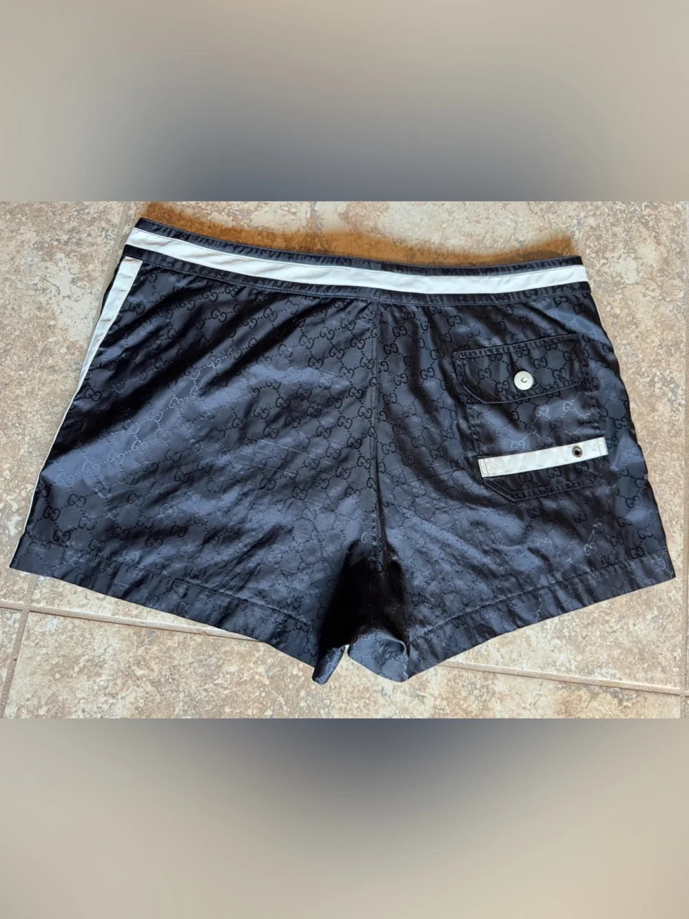 Gucci Black Logo Swim Trunks